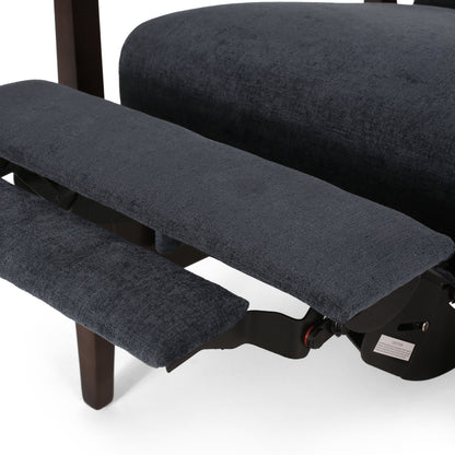 Wide Wood Hand Manual Club Recliner - Charcoal