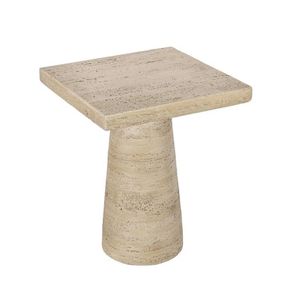 Square Side Table With Pedestal Base - Cream