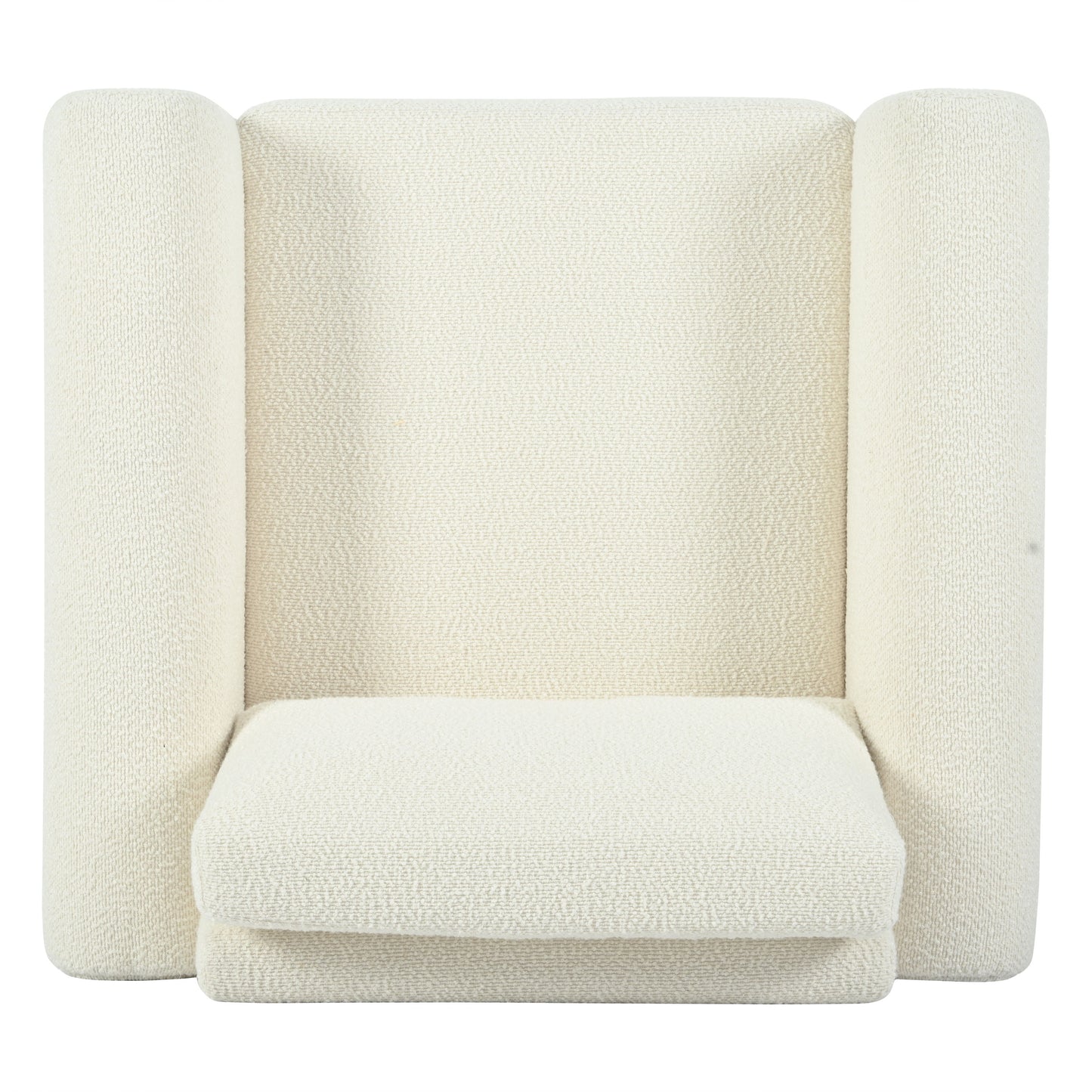 Modern Boucle Upholstered Accent Chair Luxurious Comfort & Sturdy Support, Solid Wood Frame - Ivory