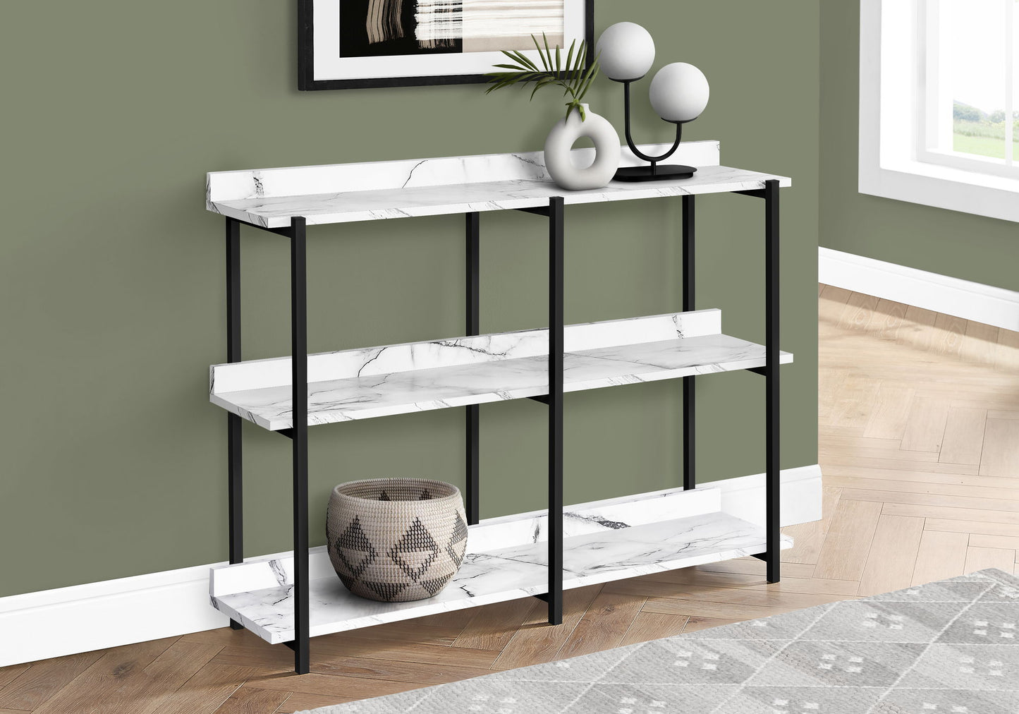 Accent Console Table For Entryway, Contemporary And Modern - White / Gray