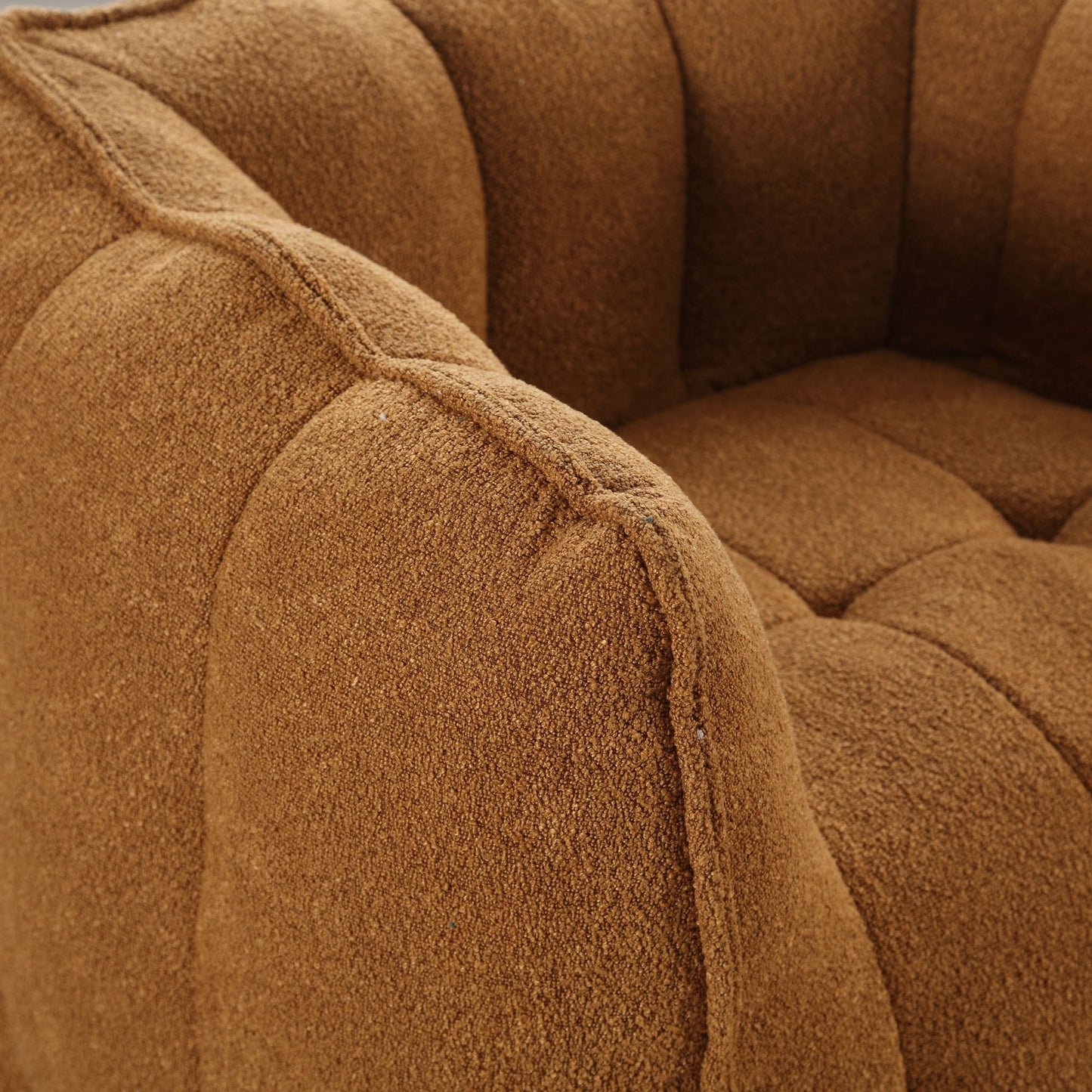 Soft Bean Bag Chair With High Resilient Foam (Chips) - Khaki / Yellow