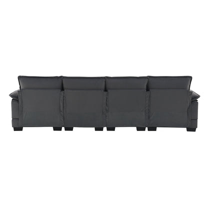 Modern U-Shaped Sectional Sofa With Waist Pillows, 6 Seat Upholstered Symmetrical Sofa Furniture, Sleeper Sofa Couch With Chaise Lounge - Gray