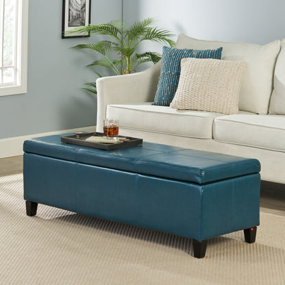 Glouster - Contemporary Storage Ottoman With Upholstered - Teal