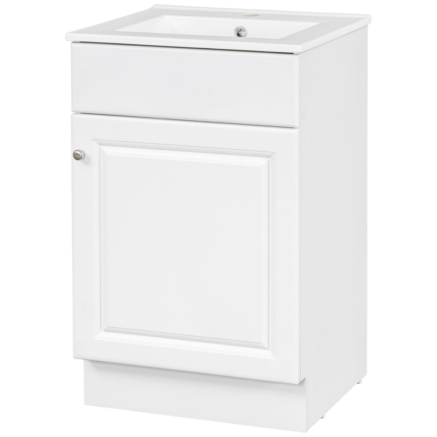 20" Bathroom Vanity With Sink, Freestanding Cabinet With Door Shelf And Adjustable Shelf, And Ceramic Construction - White
