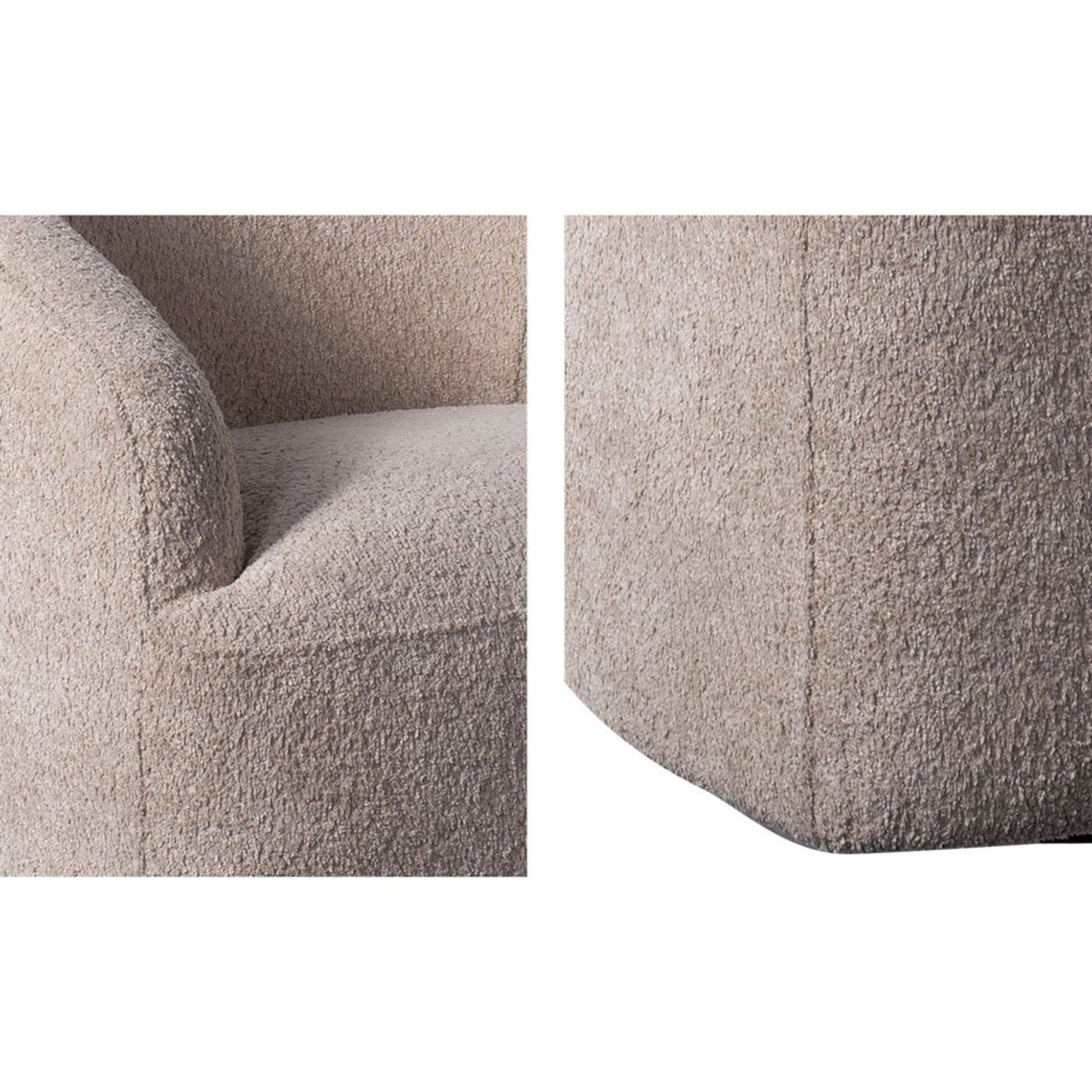 Modern Upholstered 360 Degree Swivel Chair Faux Fabric Solid Wood Frame - Beige