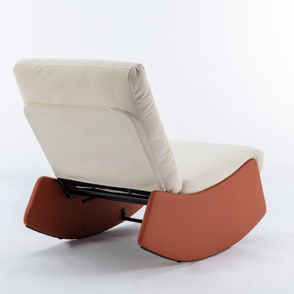 Modern Rocking Chair Recliner, Comfy Rocker Nursery Chair With Footrest, Accent Reading Chair, Upholstered Lounge Chair For Relaxing, Resting, Soft Padded Rocker For Indoor Living Room Bedroom - Orange