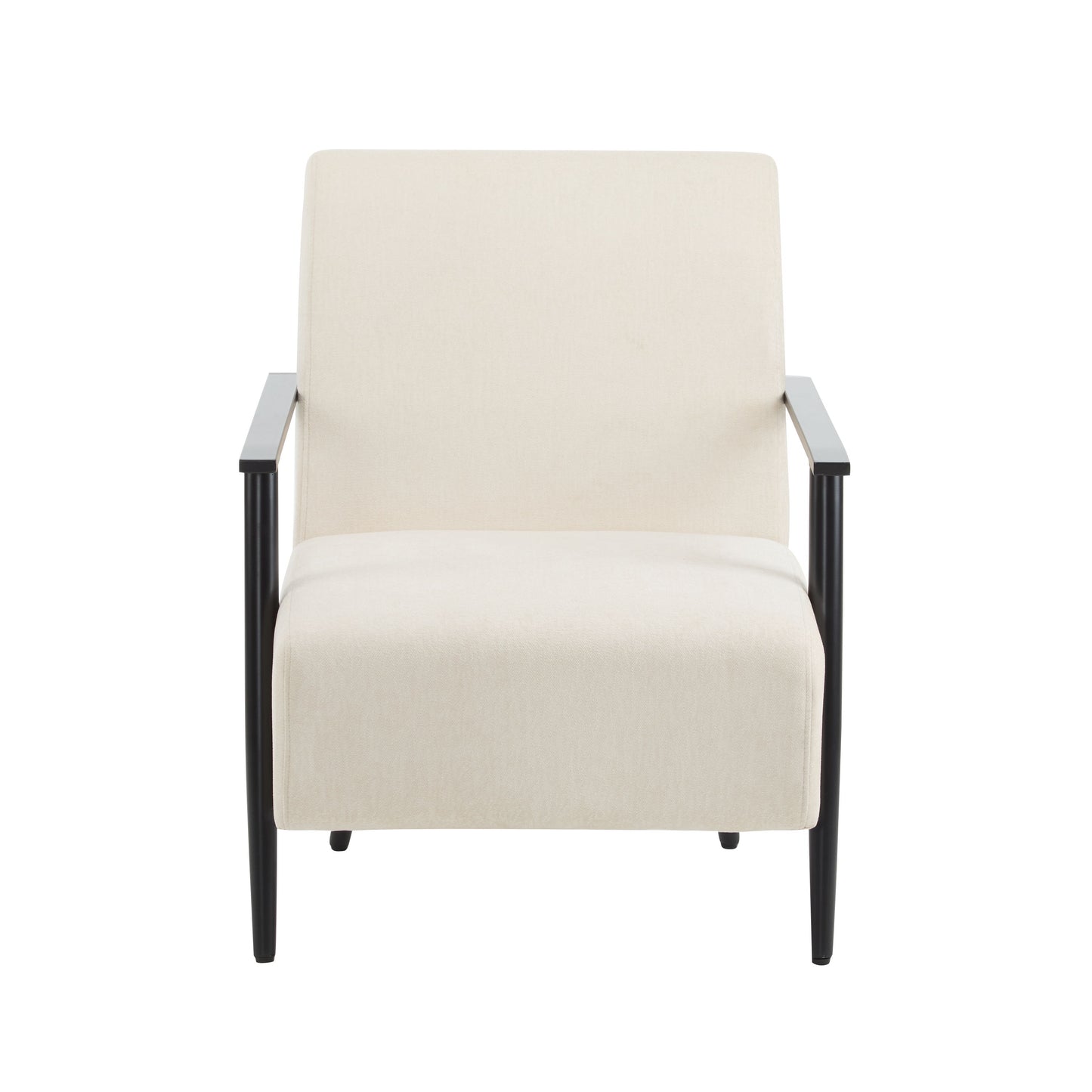 Modern Lounge Chair With Polyester Upholstery And Sturdy Metal Frame - Beige