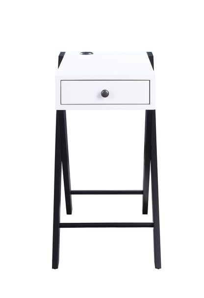 Fierce - Accent Table With Built - In USB Port - White / Black