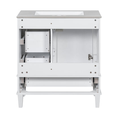 Bathroom Vanity, Modern Bathroom Cabinet With Sink Combo Set, Bathroom Storage Cabinet With A Soft Closing Door And 3 Drawers, Solid Wood Frame - White