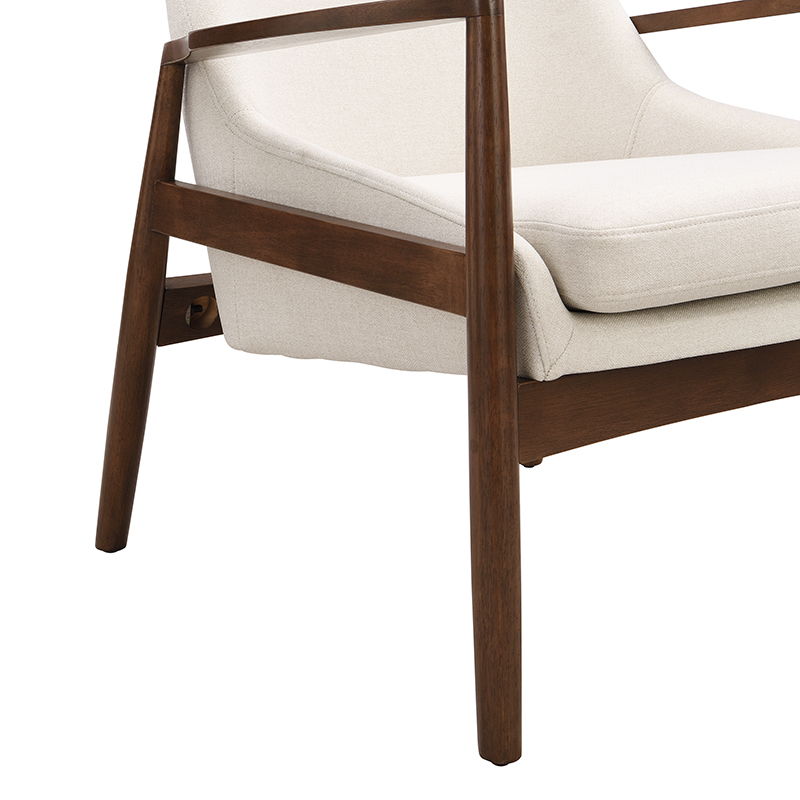 Accent Chair, Mid-Century Modern Armchair With Solid Wood Frame, Reading Leisure Chair With High Back For Living Room - Beige