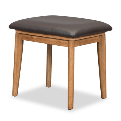 Classic Wood Makeup Vanity Set With Flip-Top Mirror And Stool, Dressing Table With Three Drawers And Storage Space - Brown