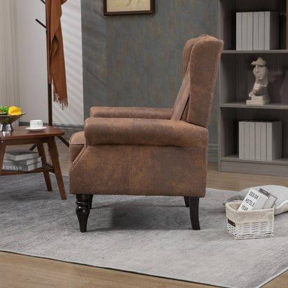 Modern Wood Frame Armchair With Sturdy Wood Legs And Microsuede Upholstery For Living Room