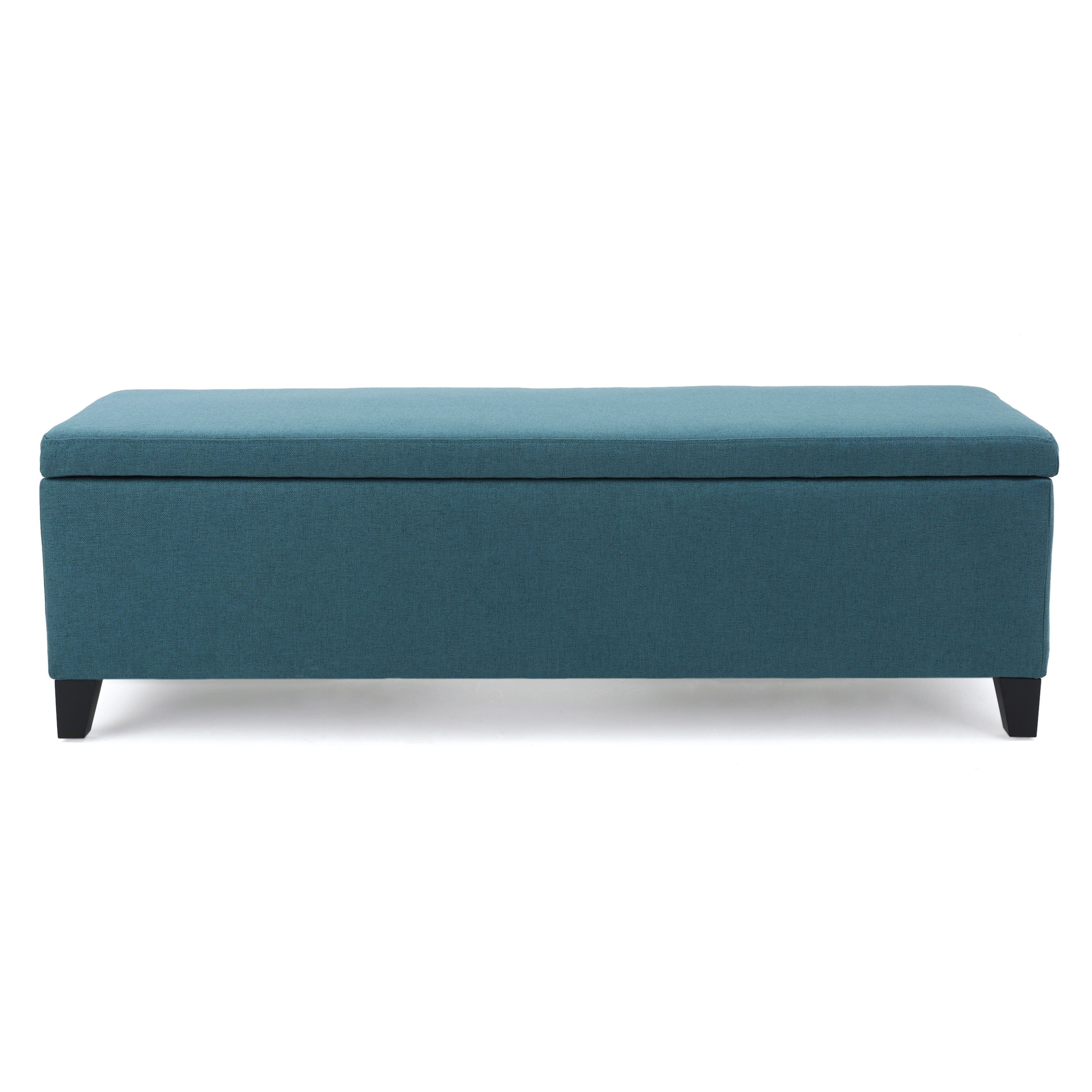 Storage Ottoman Bench With Polyester Upholstery And Wood Frame - Teal