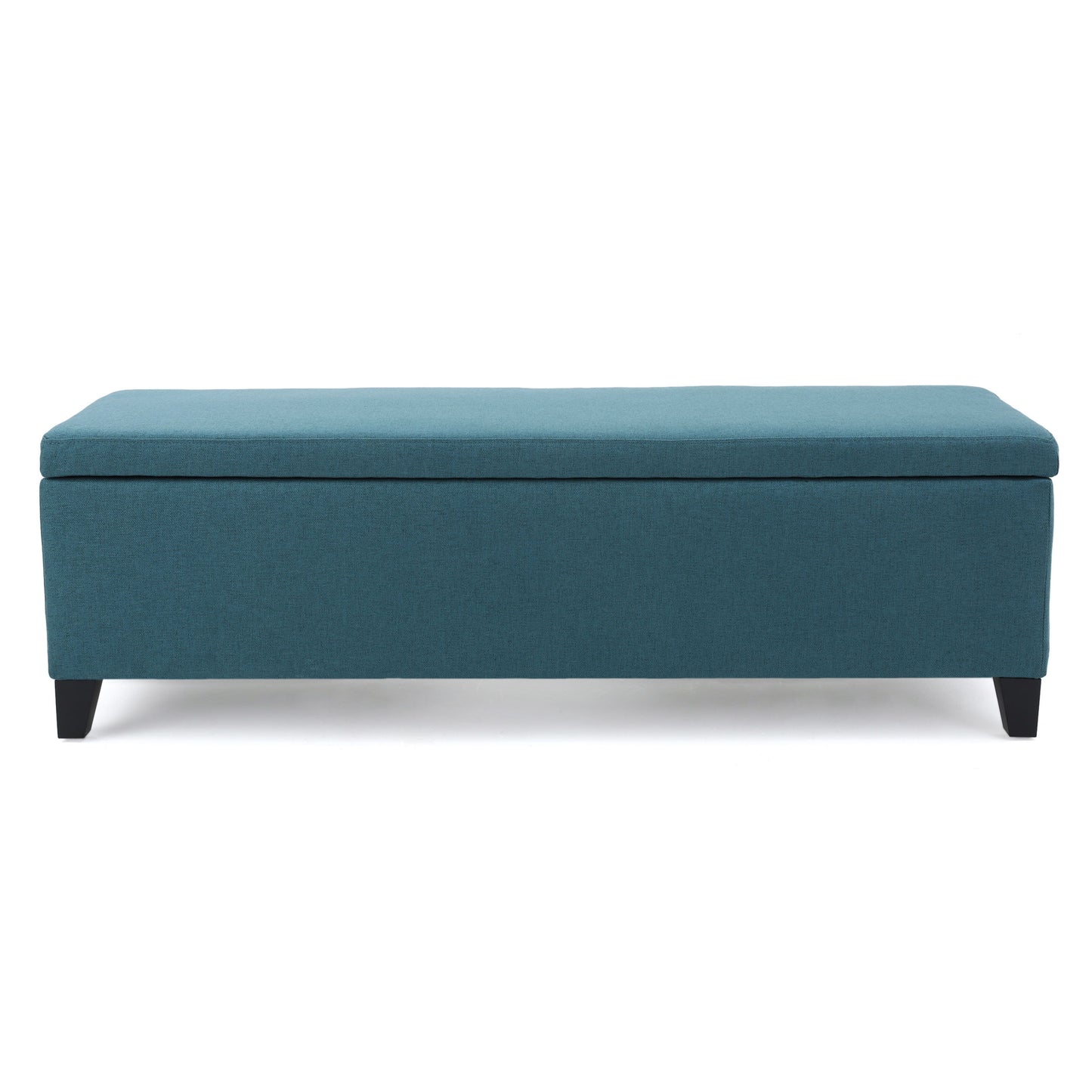 Storage Ottoman Bench With Polyester Upholstery And Wood Frame - Teal