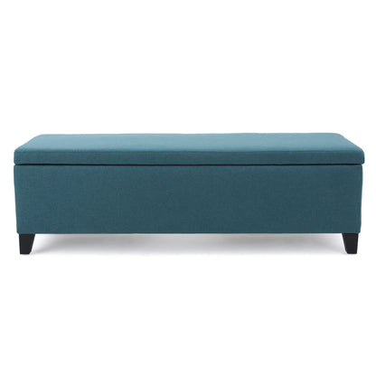 Storage Ottoman Bench With Polyester Upholstery And Wood Frame - Teal