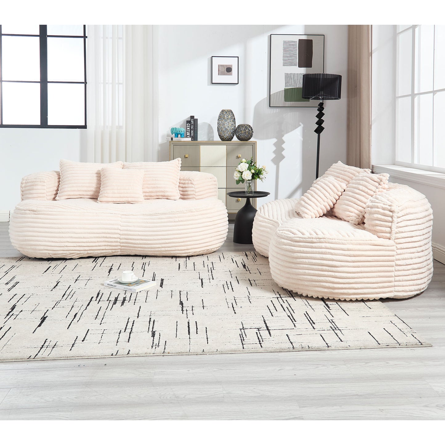 Bean Bag Sofa Lazy Sofa Comfort Lounger High Back Chair For Adults And Kids, Indoor & Outdoor - Beige