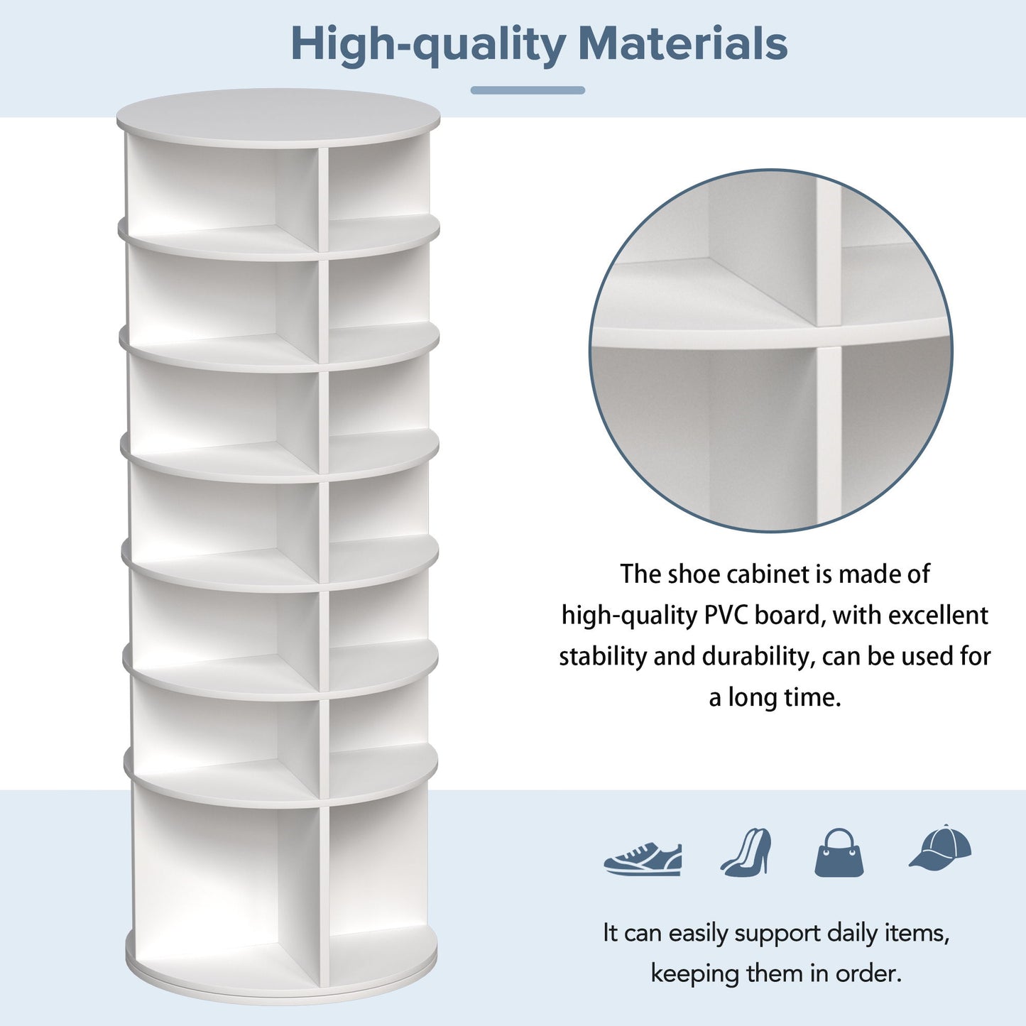 6 Tier Spinning Shoe Rack, Free Standing, 360ÔøΩÔøΩ Revolving Shoe Organizer - White