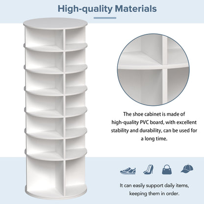 6 Tier Spinning Shoe Rack, Free Standing, 360ÔøΩÔøΩ Revolving Shoe Organizer - White