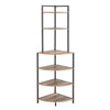 6 Tier Corner Open Shelf Modern Bookcase Wood Rack Freestanding Shelving Unit, Plant Album Trinket Sturdy Stand Small Bookshelf Space-Saving For Living Room Home Office Kitchen Small Space - Rustic Brown