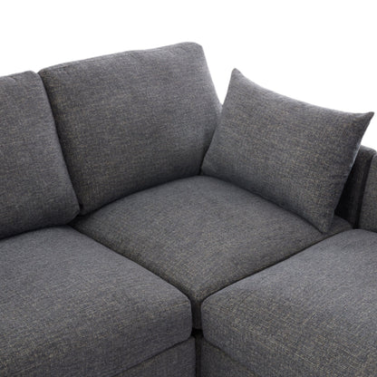 Sectional Sofa Modular Sofa U - Shaped Sofa Couch Sofa Bed L - Shaped Sofa With A Movable Ottoman And Two USB Ports For Living Room - Gray