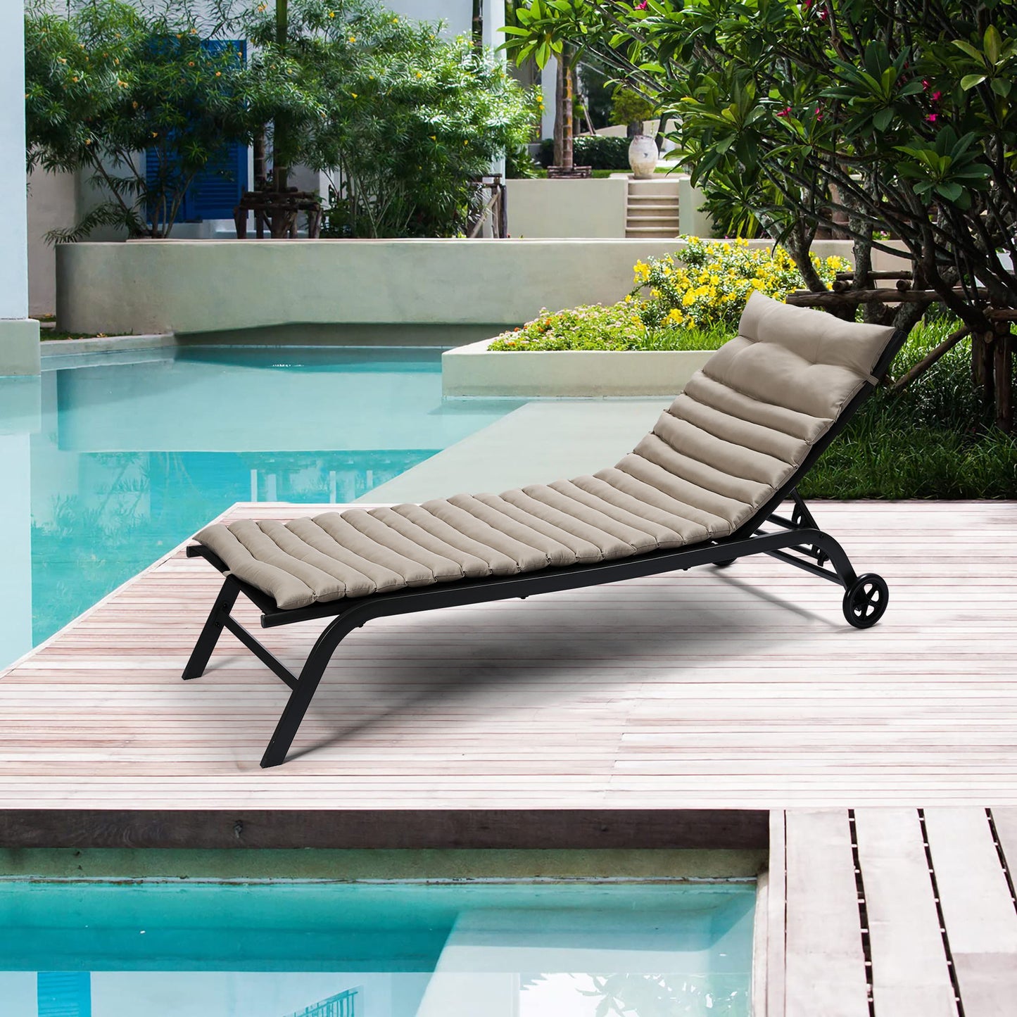 Outdoor Lounge Chair Cushion Replacement Patio Funiture Seat Cushion Chaise Lounge Cushion (Set of 2) - Khaki