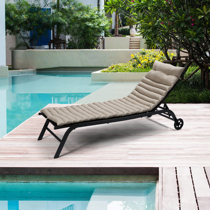Outdoor Lounge Chair Cushion Replacement Patio Funiture Seat Cushion Chaise Lounge Cushion (Set of 2) - Khaki