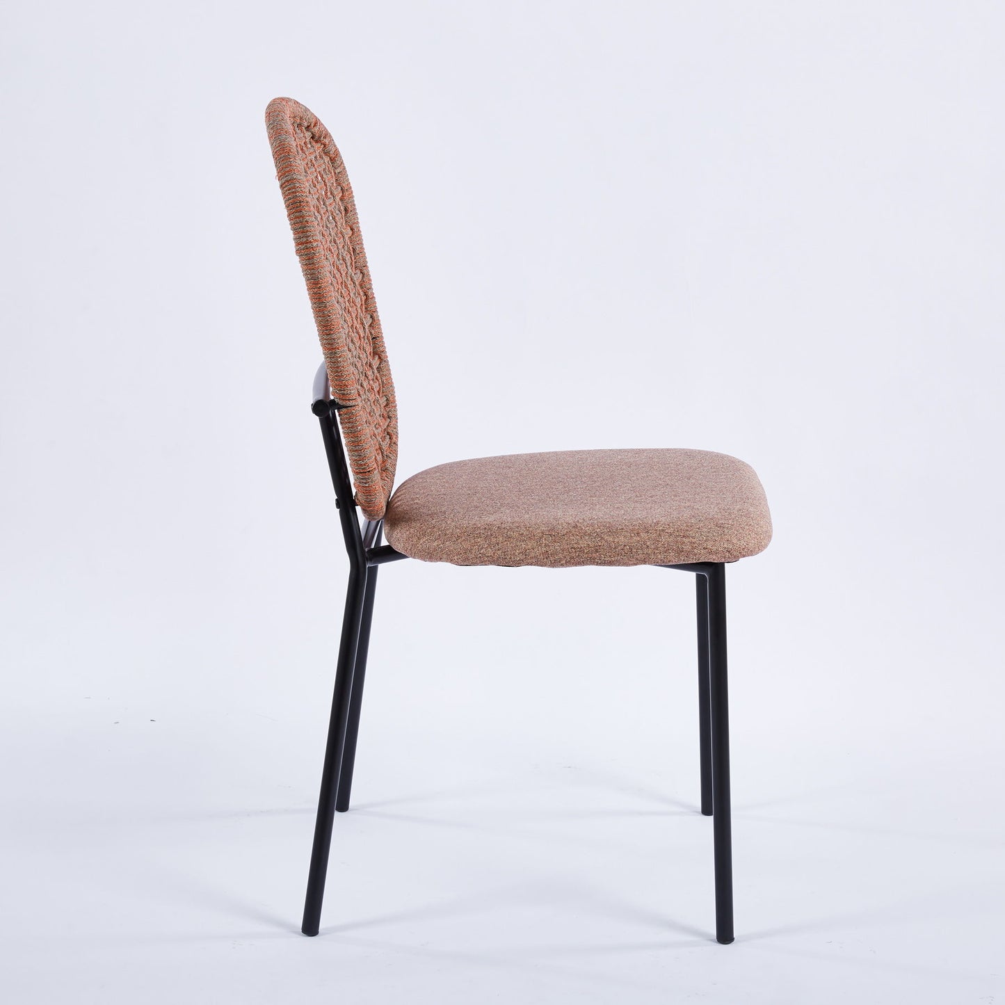 Sennit Chair, Dining Chair, Coffee Chair (Set of 4) - Black / Orange