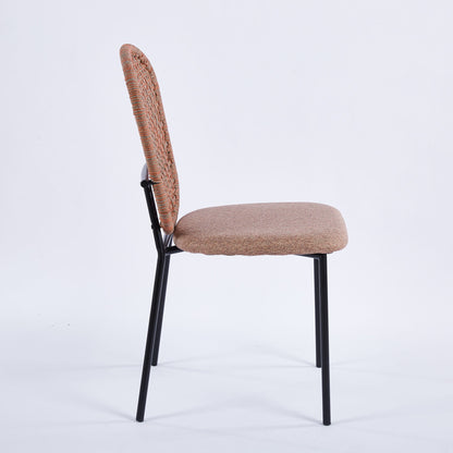 Sennit Chair, Dining Chair, Coffee Chair (Set of 4) - Black / Orange