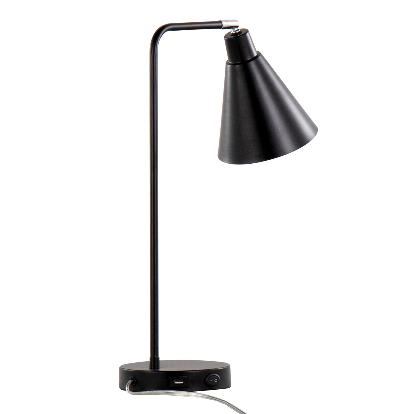 Pix - Contemporary Task Lamp Built In USB Port - Matte Black / White