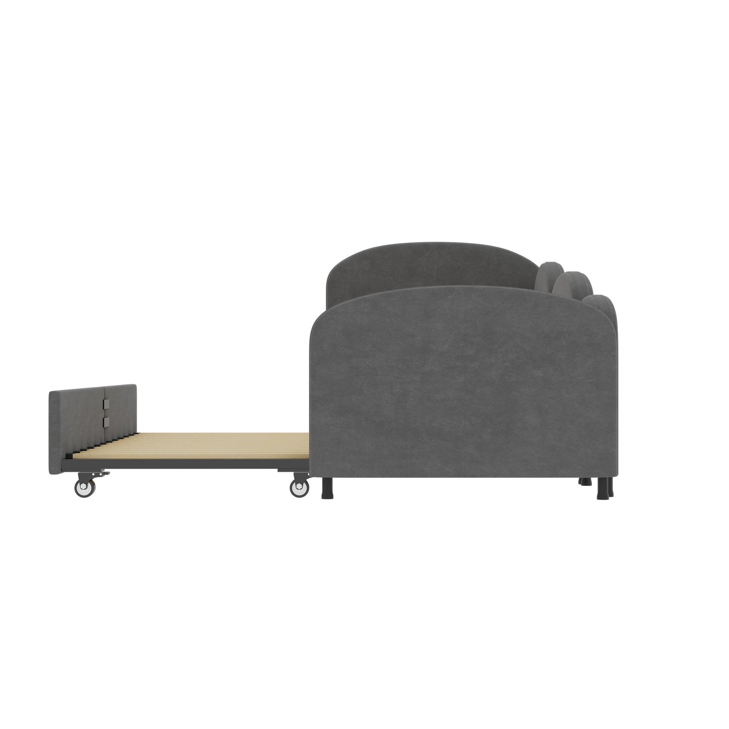 Modern Twin Size Upholstered Daybed With Additional Bed Frame - Dark Gray