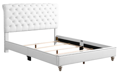 Tufted Transitional Upholstered Bed - White