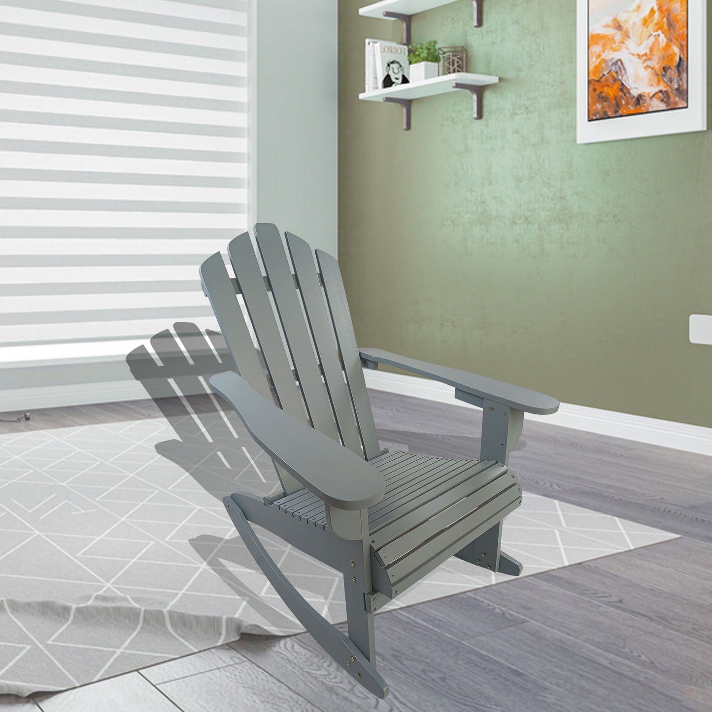 Reclining Outdoor Rocking Adirondack Chair - Walnut