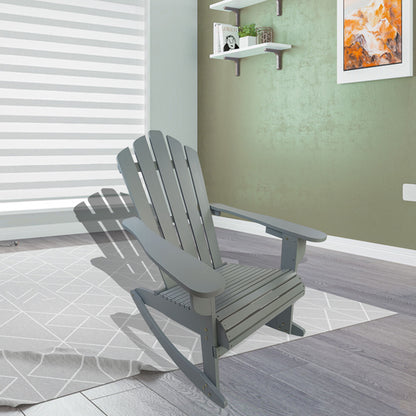 Reclining Outdoor Rocking Adirondack Chair - Walnut