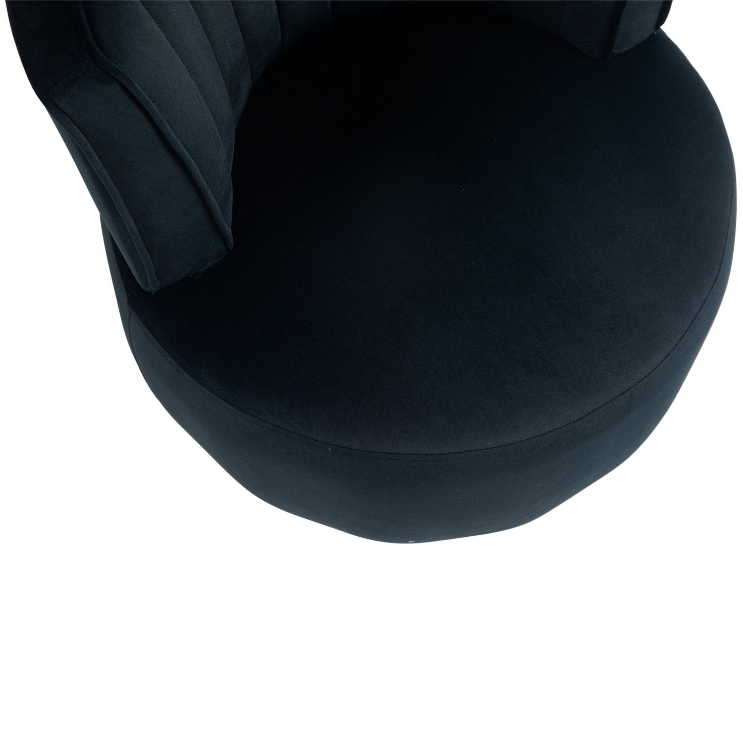 Coolmore - Swivel Barrel Chair, 360 Degree Round Armchair With Fluffy Velvet Upholstery For Living Room, Bedroom, Office - Black