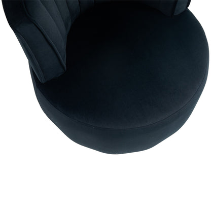 Coolmore - Swivel Barrel Chair, 360 Degree Round Armchair With Fluffy Velvet Upholstery For Living Room, Bedroom, Office - Black