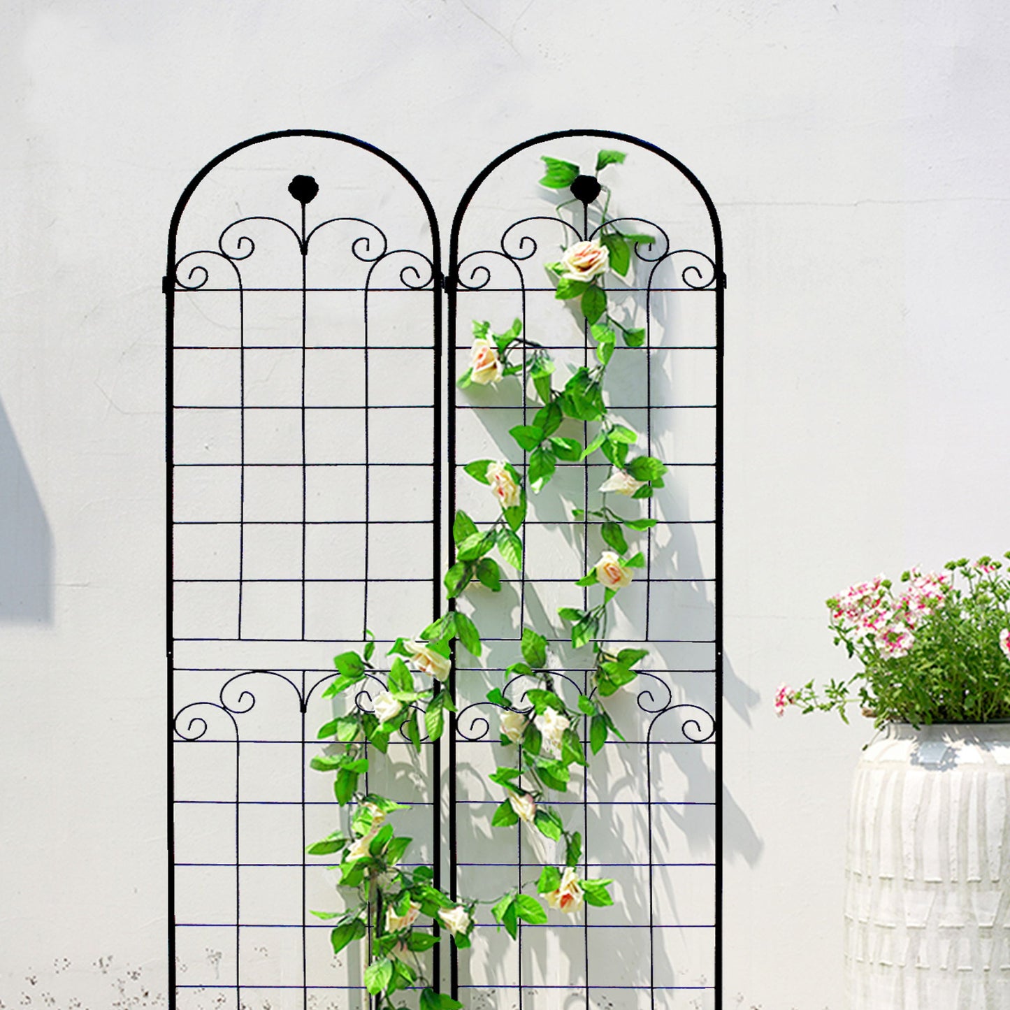 4 Pack Metal Garden Trellis For Climbing Plants Outdoor Rustproof Plant Support Rose Trellis Netting Trellis - Black