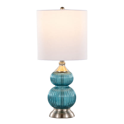 Belle - Contemporary Lamp (Set of 2) - Clear Sapphire Blue / Nickel / White