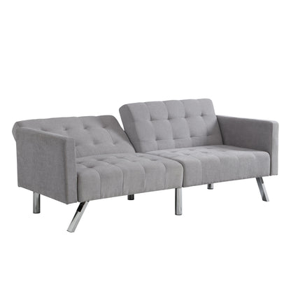 Futon Sofa Bed Convertible Folding Lounge Couch, Armrests - Light Gray