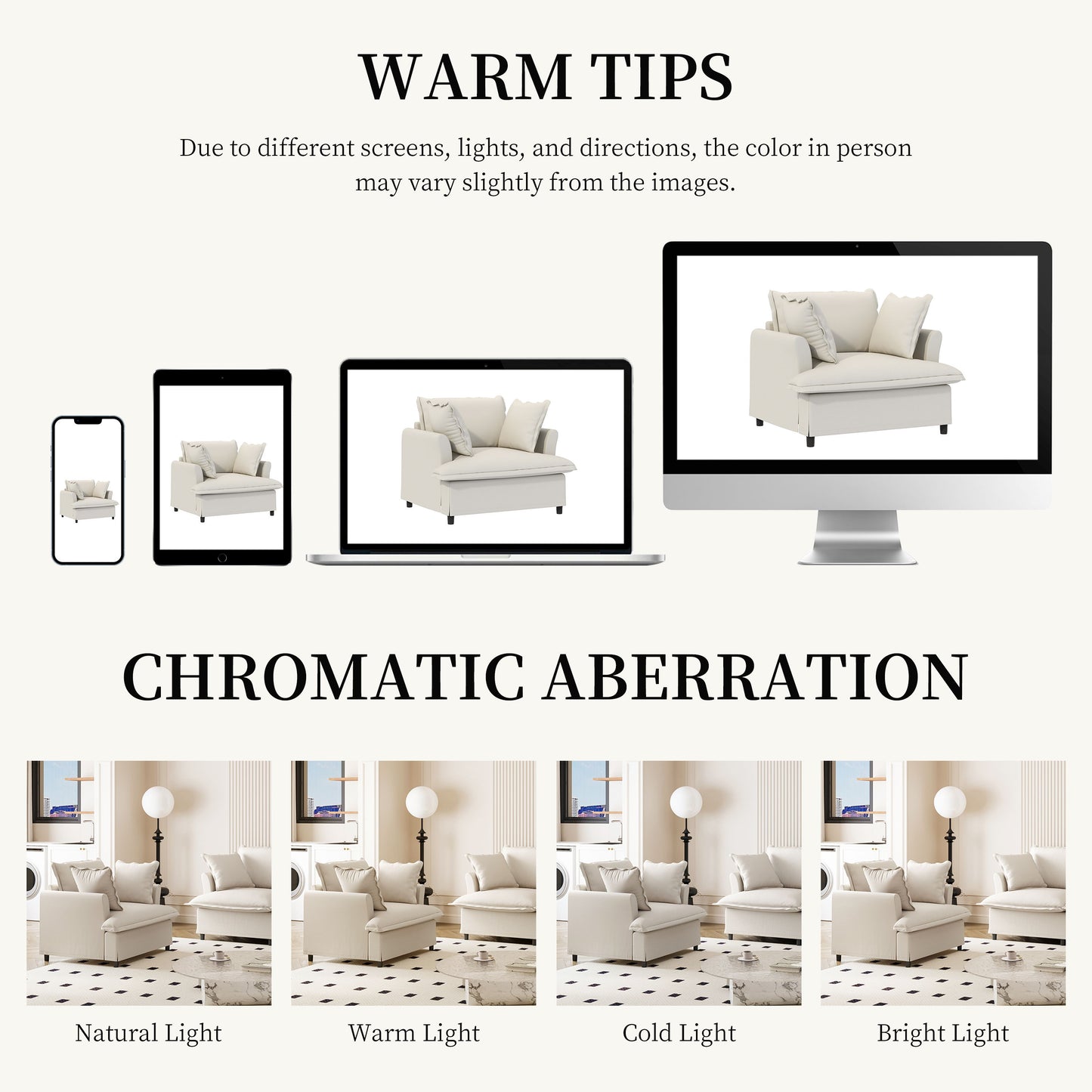 Oversized Single Seat Sofa Module For Modular Sectional Wide Seat, Armchair With Pillows Modern Upholstered Comfy Single Couch Lounge - Beige