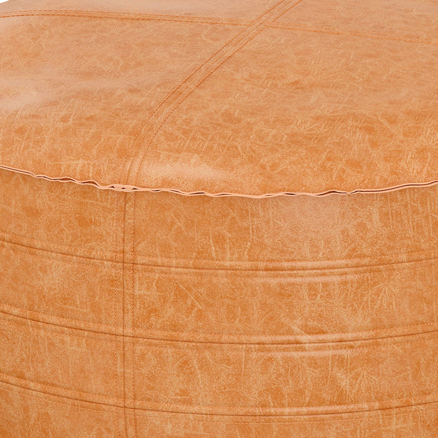 Brody - Round Coffee Table Pouf - Distressed Brown