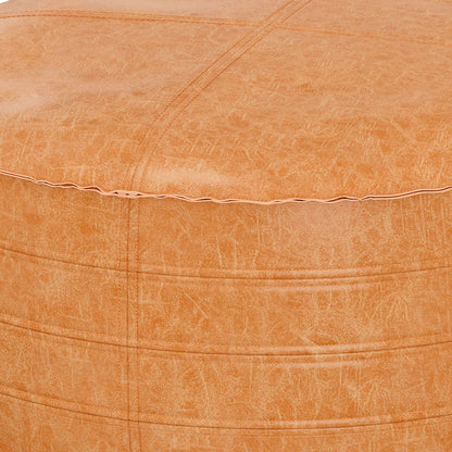 Brody - Round Coffee Table Pouf - Distressed Brown