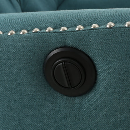 Electric Recliner Chair With Elegant Copper Accents And Soft Upholstery - Teal