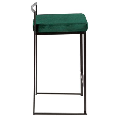 Fuji - Contemporary Stackable Counter Stool (Set of 2) - Black / Green