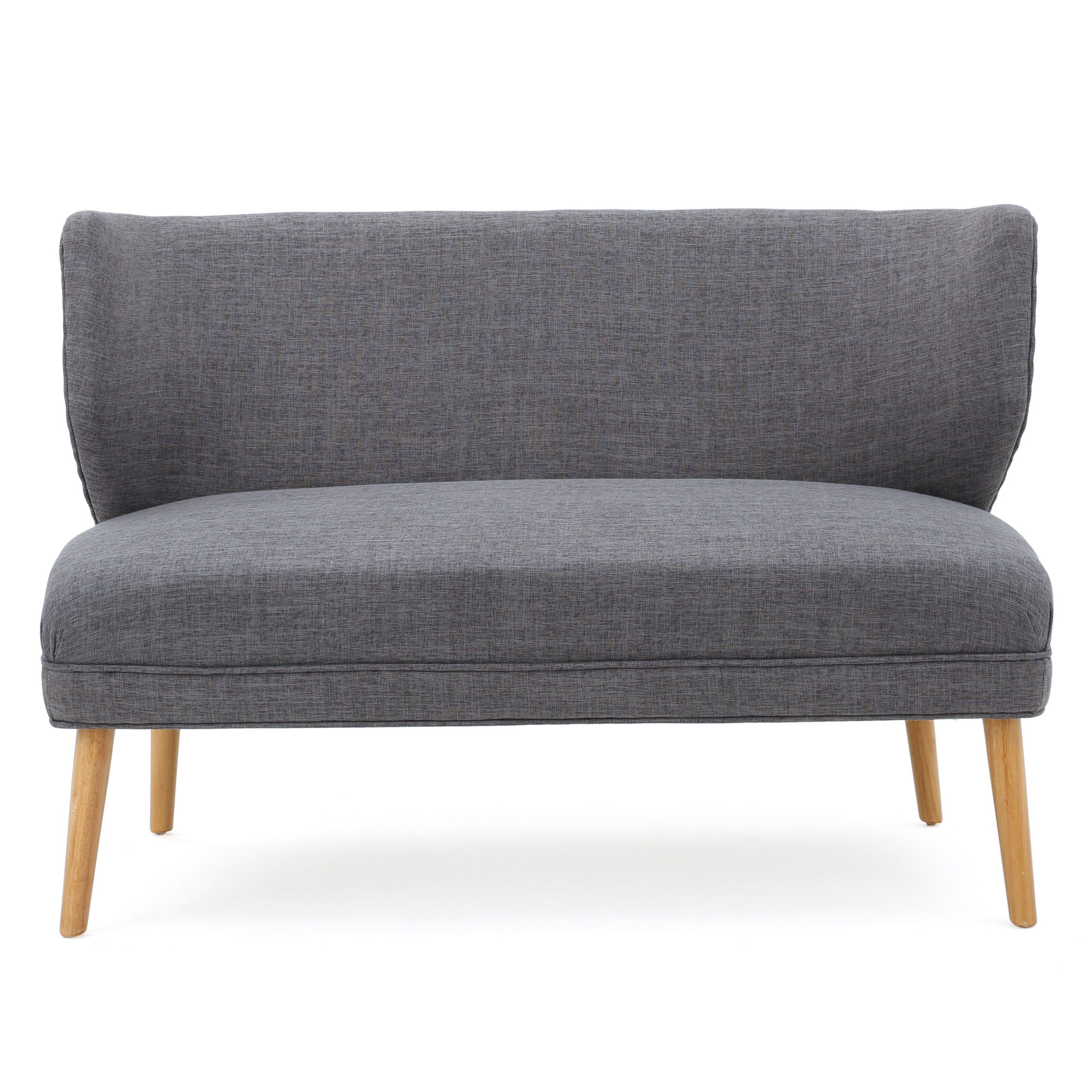 Classic Upholstered Loveseat With Curved Backrest - Gray