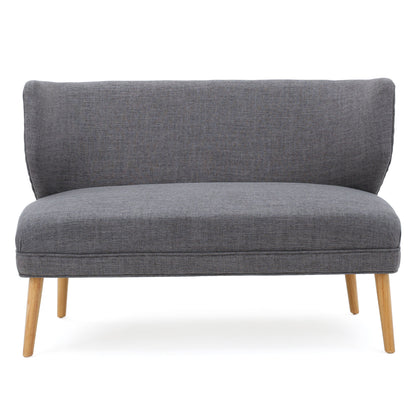 Classic Upholstered Loveseat With Curved Backrest - Gray