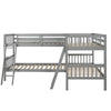 Twin Size L Shaped Bunk Bed With Ladder - Gray