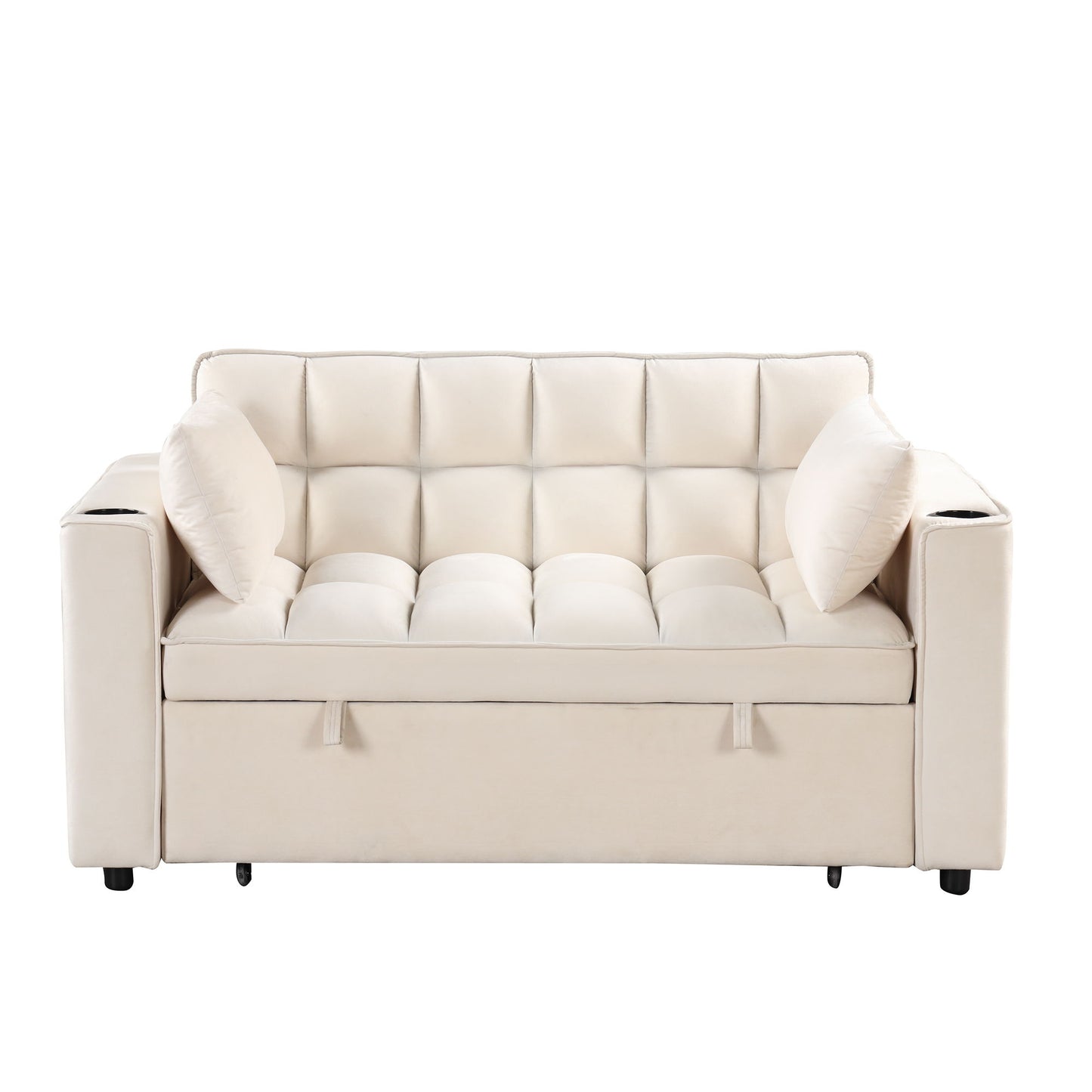 Multi Functional Sofa Bed With Cup Holder And USB Port For Living Room Or Apartments - Milk White