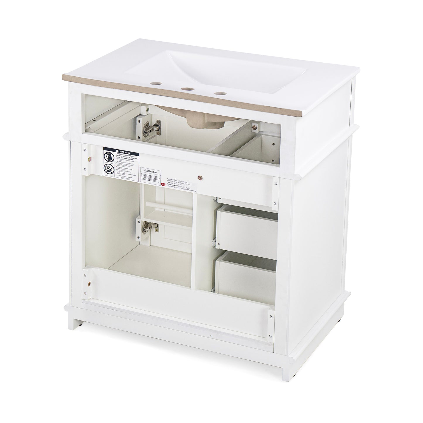 Freestanding 30" Bathroom Vanity With Sink, Soft Closing Door, Tip Out Drawer - White