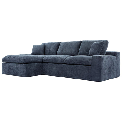 Cloud Sectional Sofa Upholstered Sofa Couch With Double-Layer Cushion And Side Pockets - Blue