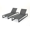 Chaise Lounge (Set of 2), Outdoor Patio Lounge Chairs With 5 Reclining Positions - Black / Gray